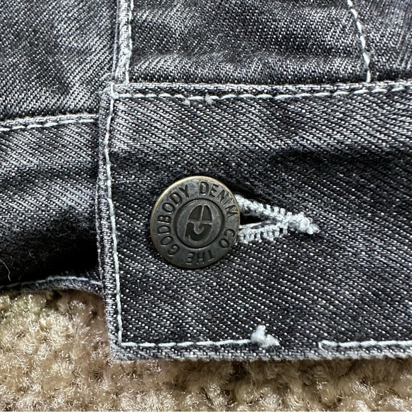 Vintage Godbody Black Denim Jacket Men’s Size XL Button Up Streetwear Hip Hop - Picture 5 of 13